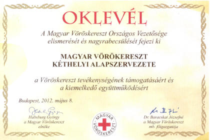 Vöröskeresztes oklevél